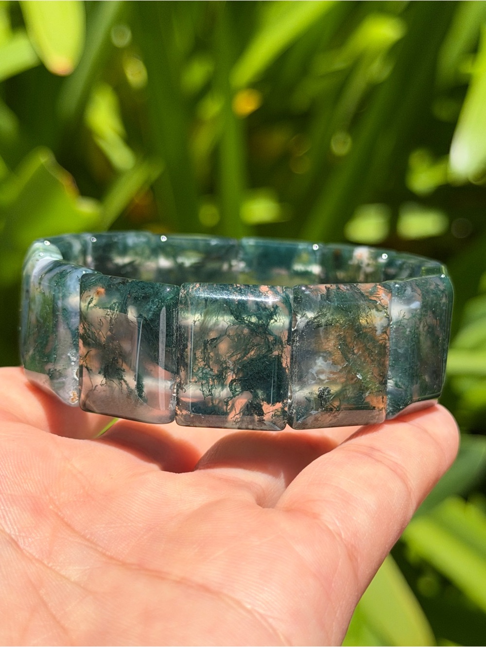 Natural Translucent Moss Agate Stretch Bracelet 1624